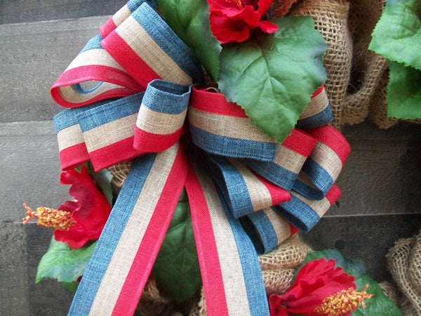 Burlap Patriotic Everyday All Occasion Front Door Wreath