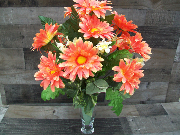 Orange Daisies Cemetery Cone Graveyard Gravesite Floral Arrangement