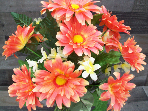 Orange Daisies Cemetery Cone Graveyard Gravesite Floral Arrangement