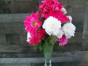Pink and White Large Carnations Cemetery Cone Spring Summer Floral Arrangement