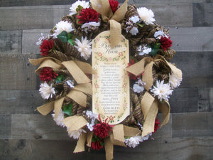 Inspirational Spiritual Multicolored Mesh Front Door Wreath