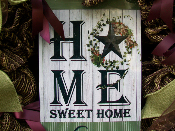 Home Sweet Home Welcome Mesh Round Country Farmhouse Front Door Wreath