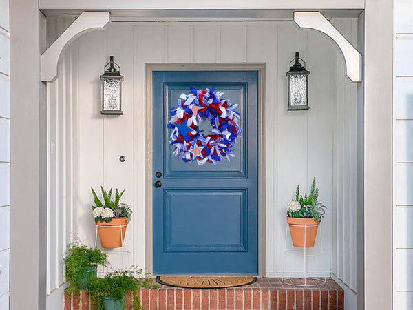 Red White Blue Patriotic Americana USA Mesh Wreath