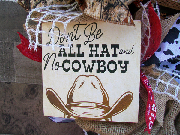 Western Cowboy Rodeo Large Burlap All Occasion Country Front Door Wreath
