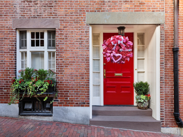 Fluffy Pink & Red Valentine's Day Deco Mesh Front Door Wreath